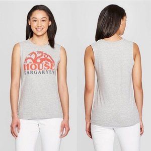 GAME OF THRONES‎ Gray House Of Targaryen DragonCrewneck Sleeveless Tee Sz M